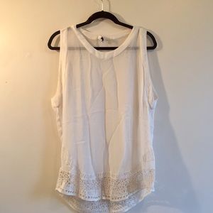 IRO White Sheer Crochet Trim Top Size 38